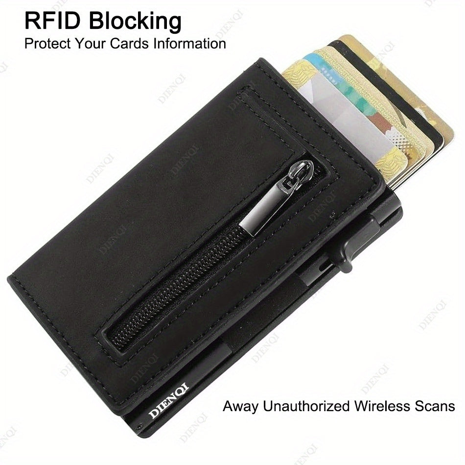 Portafoglio da uomo elegante con blocco RFID - Sottile, resistente in similpelle con più slot per carte e scomparto per monete