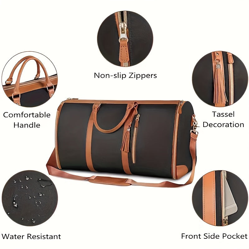 Borsa da viaggio pieghevole di grande capacità in stile valigia - Organizer multifunzionale per bagagli con scomparto per scarpe, resistente, maniglia ergonomica e tracolla staccabile, disponibile in beige/rosa/nero, bagaglio da viaggio