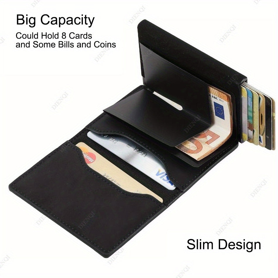 Sleek RFID-Blocking Men's Wallet - Slim, Durable Faux Leather with Multiple Card Slots & Coin Compartment