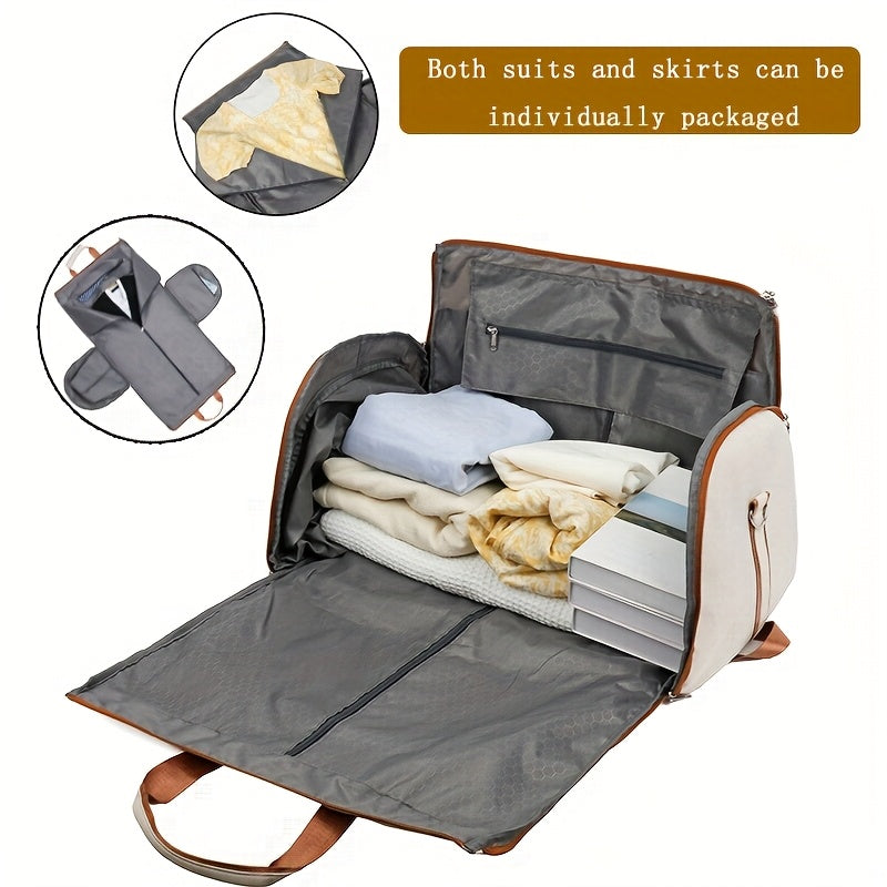 [Essenziale da viaggio] Borsa da viaggio in nylon di grande capacità con separazione bagnato-asciutto, doppie tracolle e custodia per trolley - Borsa a tracolla versatile per gonne, abiti e accessori, borsa a tracolla