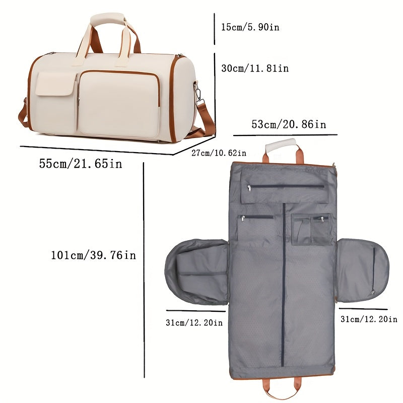 [Essenziale da viaggio] Borsa da viaggio in nylon di grande capacità con separazione bagnato-asciutto, doppie tracolle e custodia per trolley - Borsa a tracolla versatile per gonne, abiti e accessori, borsa a tracolla