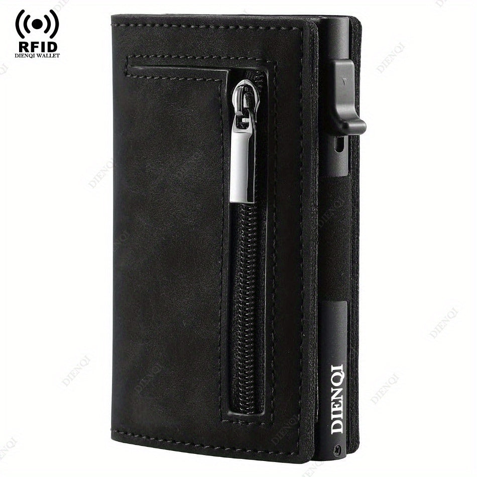 Sleek RFID-Blocking Men's Wallet - Slim, Durable Faux Leather with Multiple Card Slots & Coin Compartment