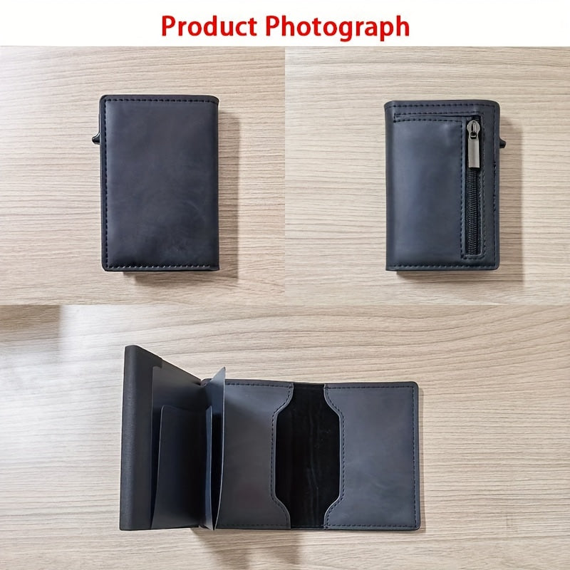 Sleek RFID-Blocking Men's Wallet - Slim, Durable Faux Leather with Multiple Card Slots & Coin Compartment