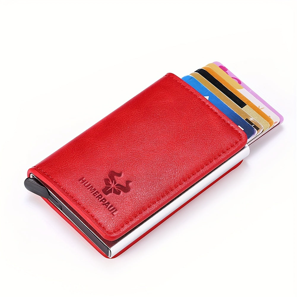 Simple and Portable Coin Purse with Automatic Card Ejection RFID Metal Card Holder Can Hold 5 Cards