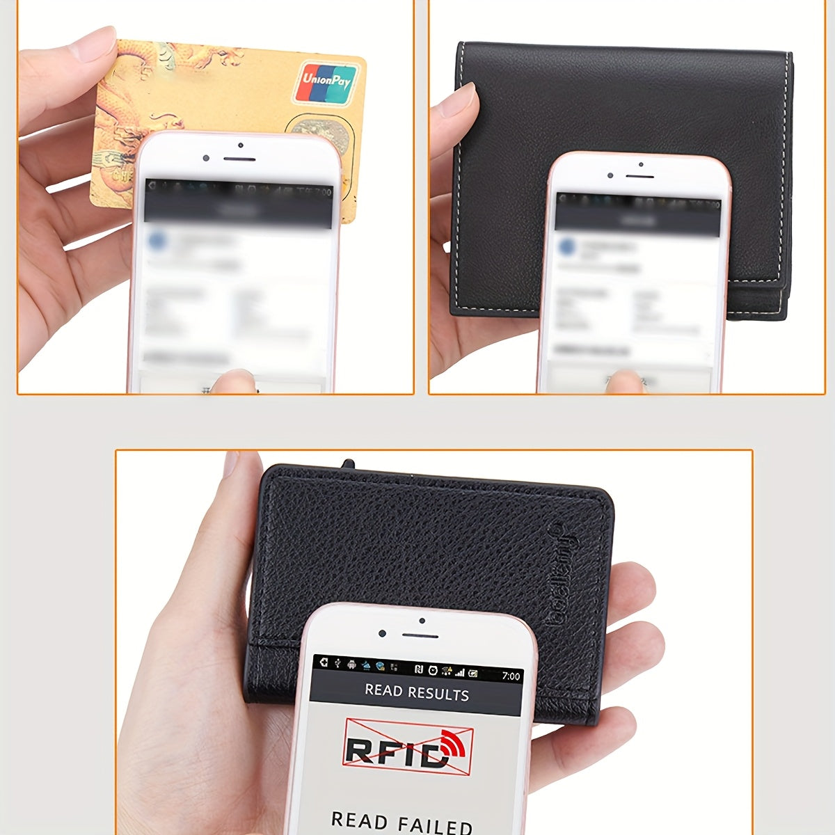 Men'S Business Card Bag with RFID Protection, Lychee Grain Artificial Leather, Side Push Elastic Design, Multi-function Credit Card and ID Card Holder