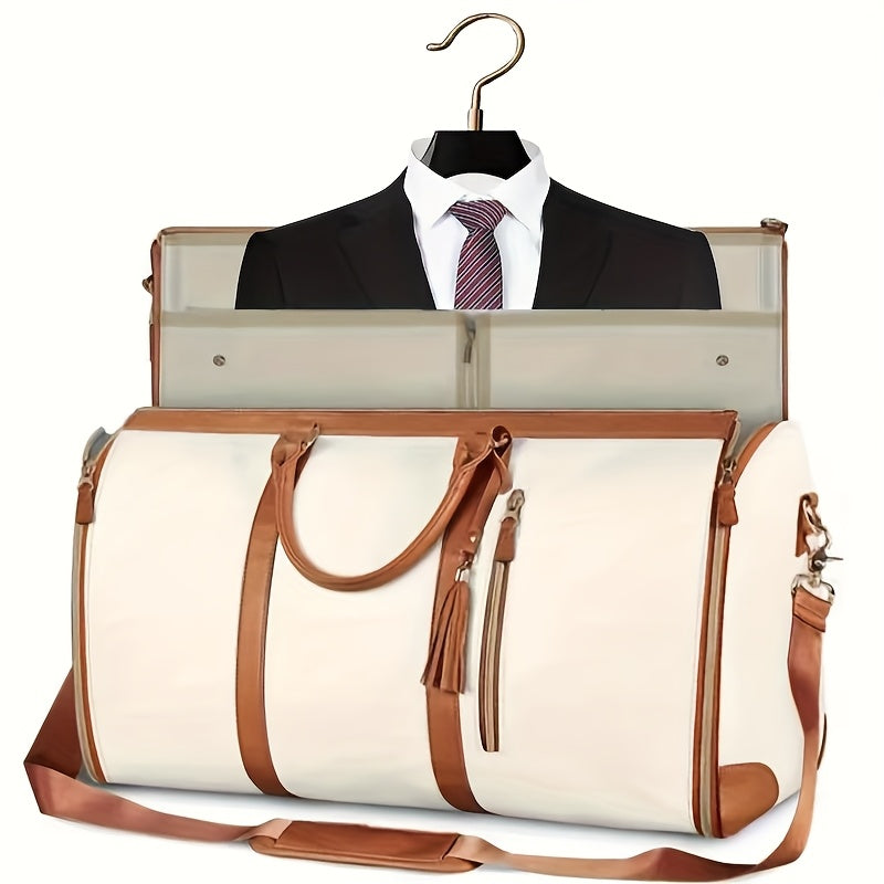 Borsa da viaggio pieghevole di grande capacità in stile valigia - Organizer multifunzionale per bagagli con scomparto per scarpe, resistente, maniglia ergonomica e tracolla staccabile, disponibile in beige/rosa/nero, bagaglio da viaggio