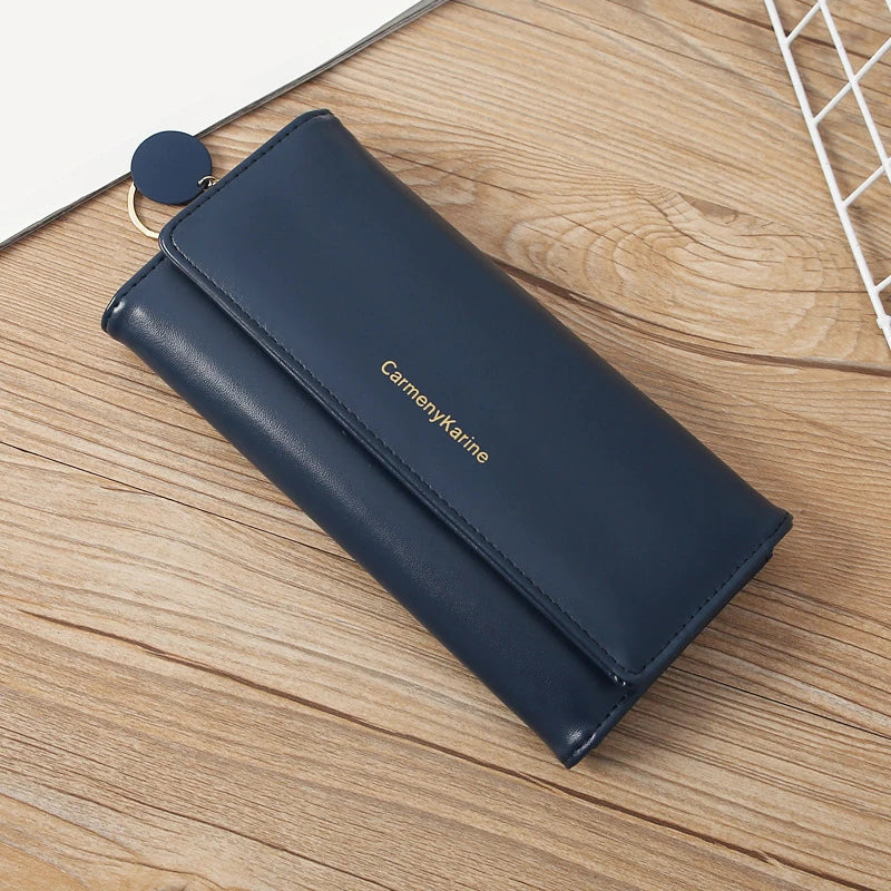 Fashion Women PU Leather Long Wallets Multi-functional Fold Purse Fresh Female Clutch Card Holder