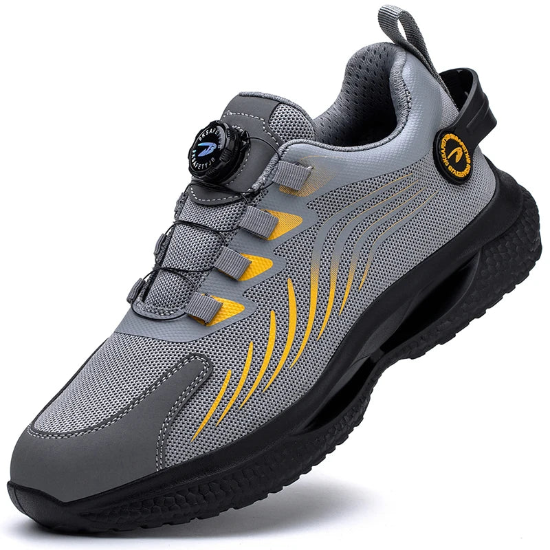 Rotating Button New Safety Shoes Men Anti-smash Anti-puncture Work Shoes Fashion Men Sport Shoes Security Protective Boots Men