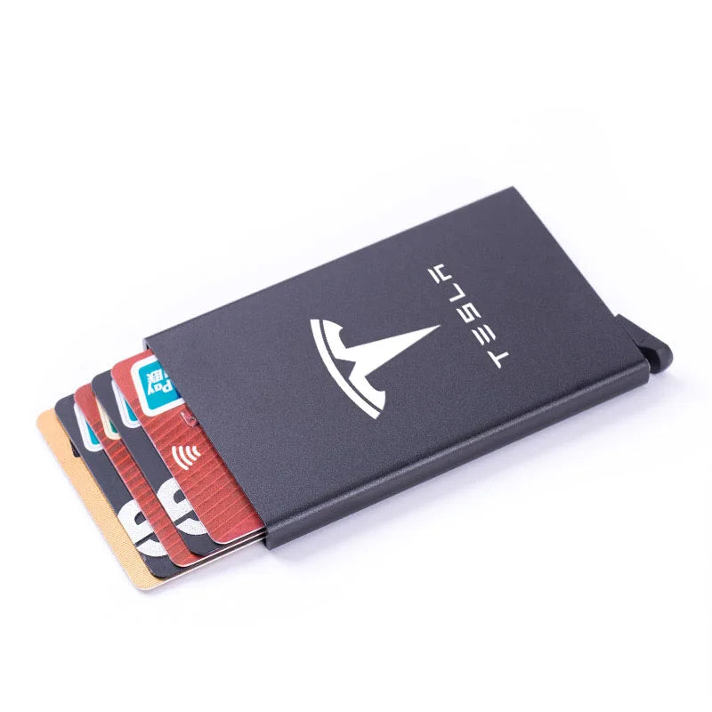 Porta carte di credito Rfid Porta carte di credito pop-up sottile e sottile in metallo per Tesla Model 3 Model S Model X Model Y Accessori auto