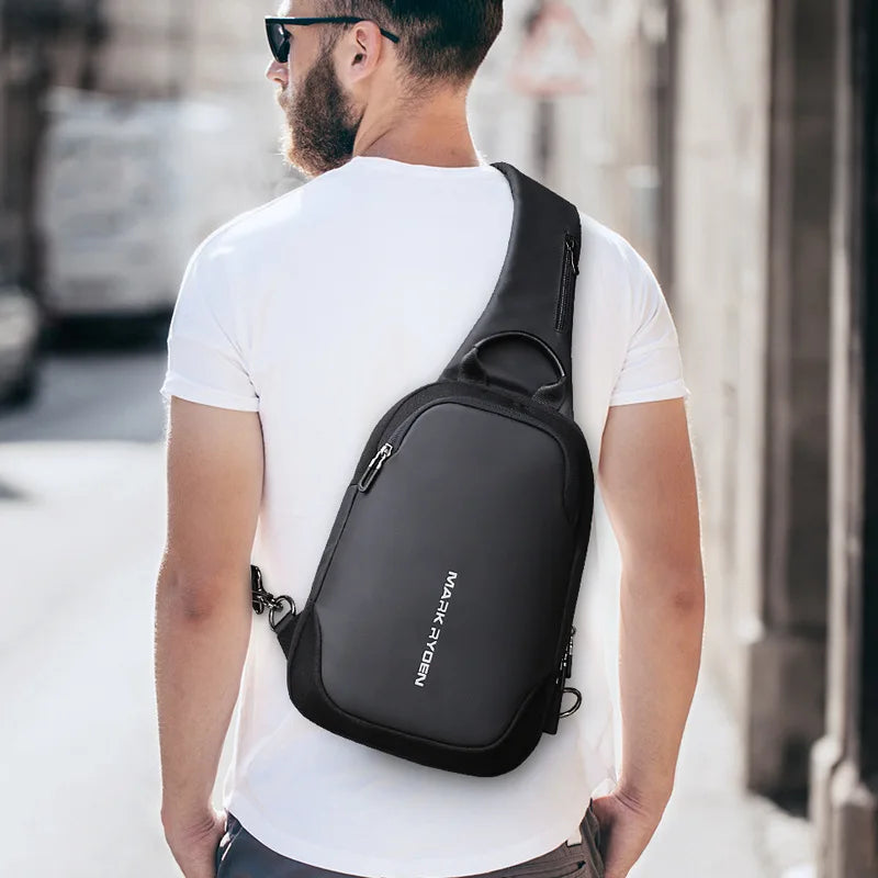 Borsa a tracolla casual impermeabile multifunzionale da uomo 2024 nuova borsa a tracolla con ricarica USB