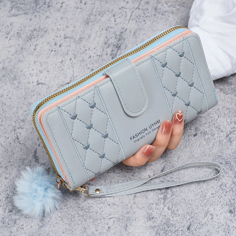 Portafogli da donna lunghi da donna 2024 nuovi semplici alla moda con cerniera singola grande capacità pochette portafoglio borsa per cellulare marea