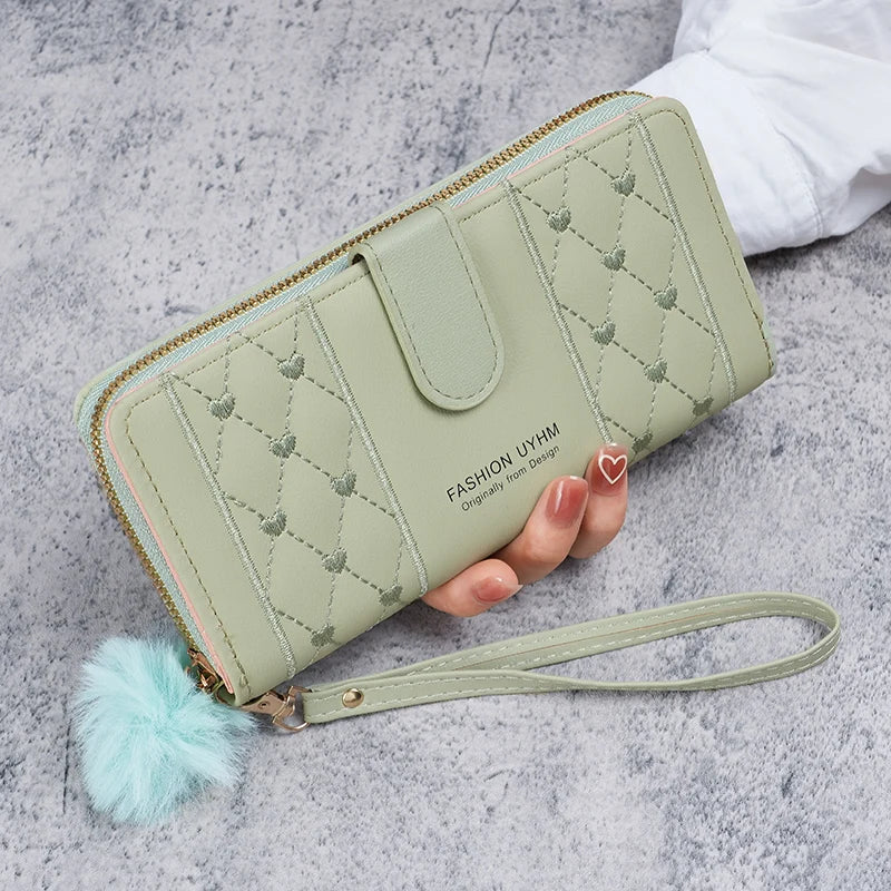 Portafogli da donna lunghi da donna 2024 nuovi semplici alla moda con cerniera singola grande capacità pochette portafoglio borsa per cellulare marea