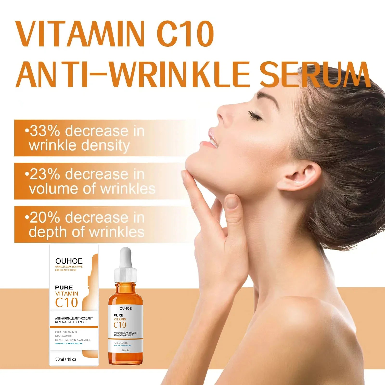 Siero viso antirughe alla vitamina C, lifting, rassodante, attenua le linee sottili, essenza anti-età, schiarente, illuminante, nutriente, cura della pelle