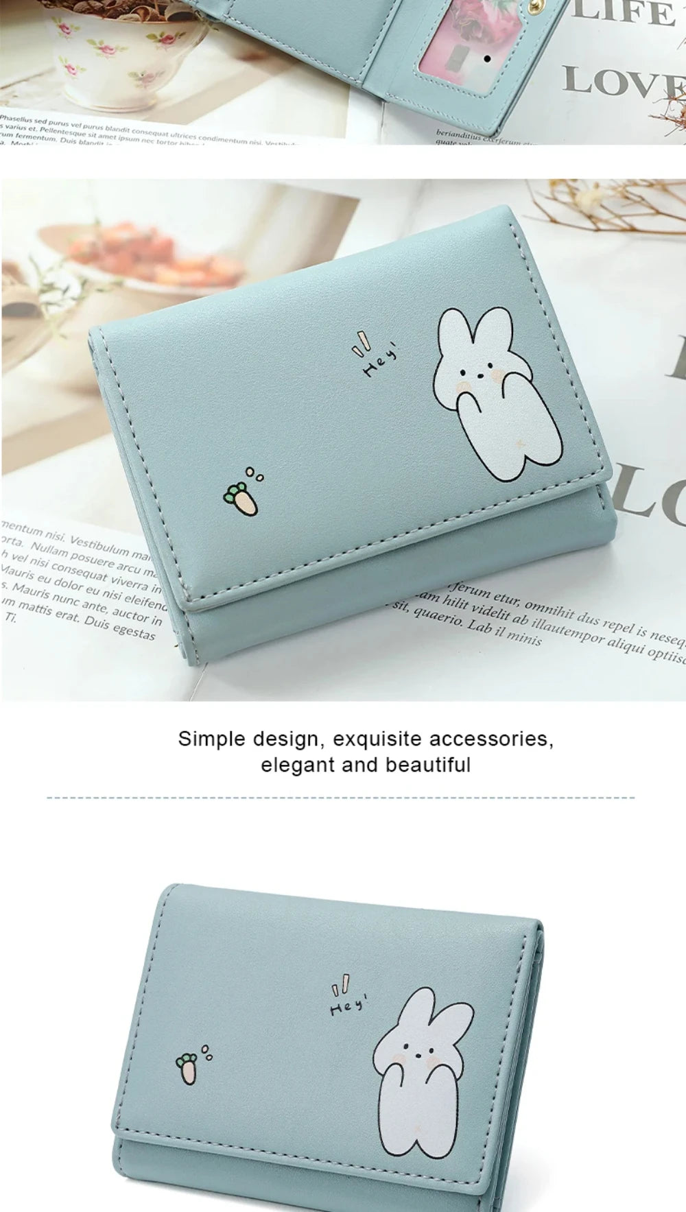 Women Short Cute Small Wallets Student Triple Fold Card Holder Girl ID Bag Card Holder Coin Purse Ladies Wallets Cartoon Bags