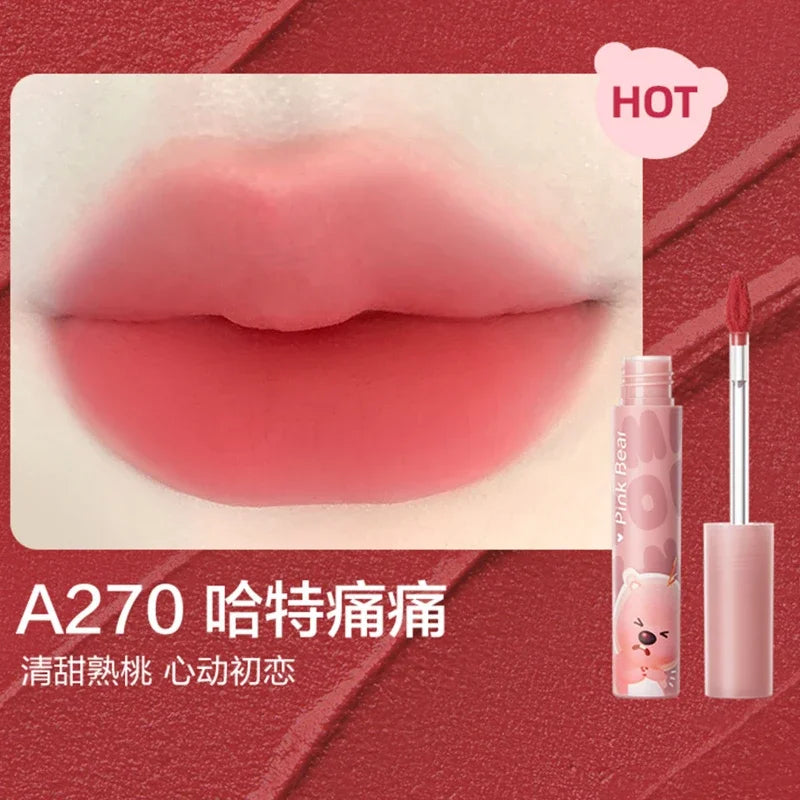 Pinkbear Mirror Lip Glaze Long Lasting Non-Stick Matte Liquid Lipstick Natural Nude Lip Makeup Beauty Maquillajes Para Mujer