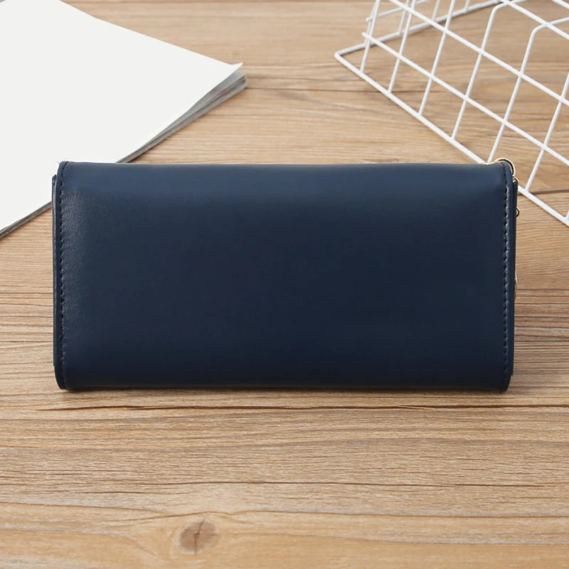 Fashion Women PU Leather Long Wallets Multi-functional Fold Purse Fresh Female Clutch Card Holder