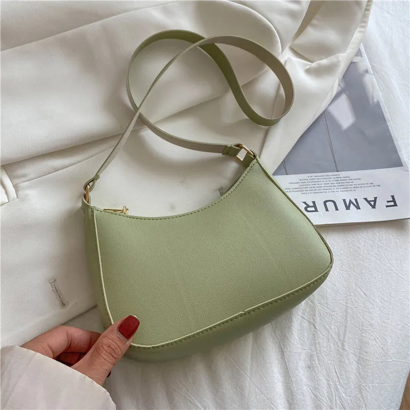 Women's Fashion Handbags Retro Solid Color PU Leather Shoulder Underarm Bag Casual Women  Handbags Designer Bag