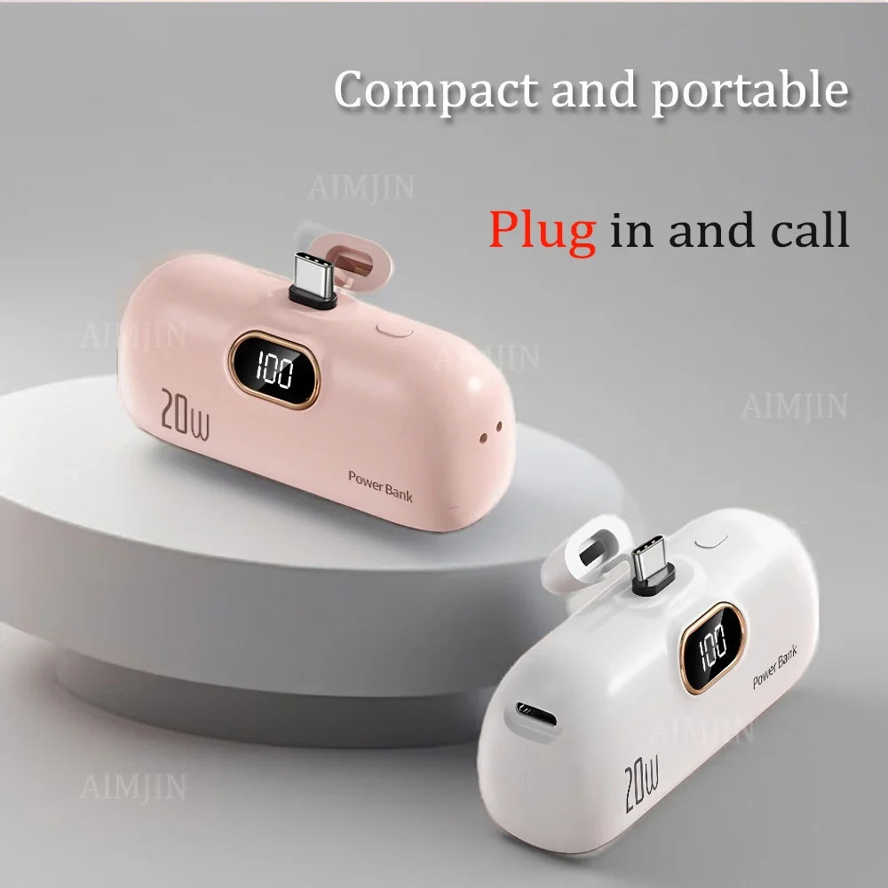 20W New Capsule Power Bank Mini Pocket Portable  100000mAh Fast Charging Mobile Power Supply