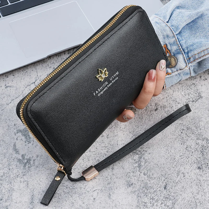 2024 new wallet female zipper long Korean mobile phone bag large capacity fashion mom change clip clutch bag