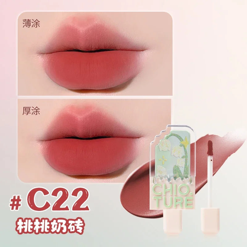 CHIOTURE Mini Ice Cream Lip Glaze Matte Lip Mud Waterproof Lip Mud Liquid Lipstick No-Sticky Rare Beauty Cosmetics Women Makeup