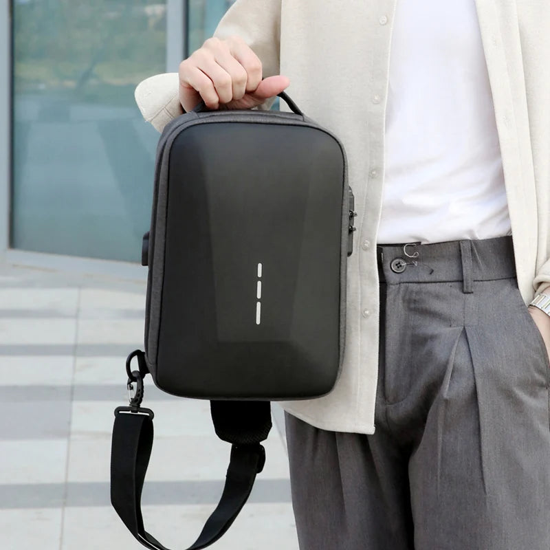 Zaini antifurto con lucchetto una combinazione con porta di ricarica USB Borsa a tracolla da viaggio per uomo d'affari di moda