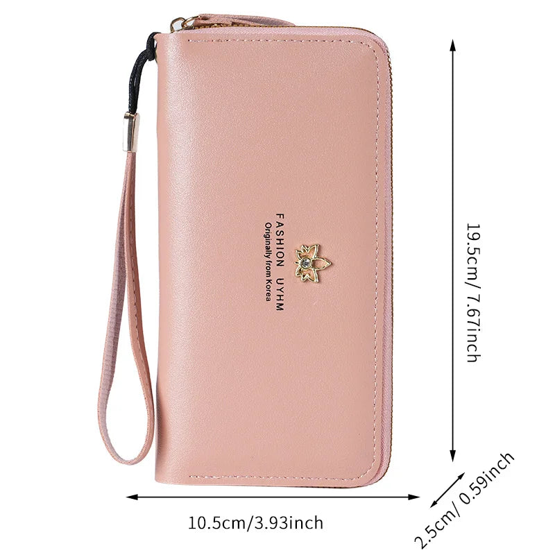 2024 new wallet female zipper long Korean mobile phone bag large capacity fashion mom change clip clutch bag