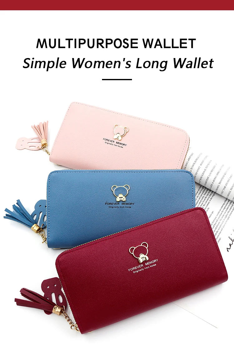 New Simple Women's Wallet Long Large Capacity Zipper Phone Bag Card Holder Female Purse Coin Pocket Wallet For Girls