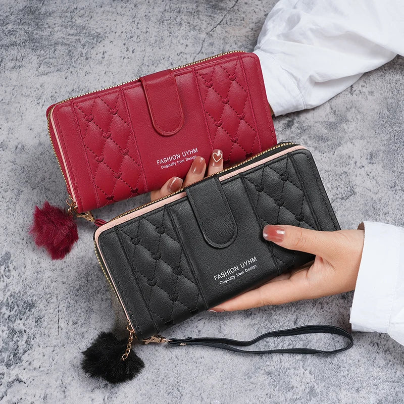 Portafogli da donna lunghi da donna 2024 nuovi semplici alla moda con cerniera singola grande capacità pochette portafoglio borsa per cellulare marea