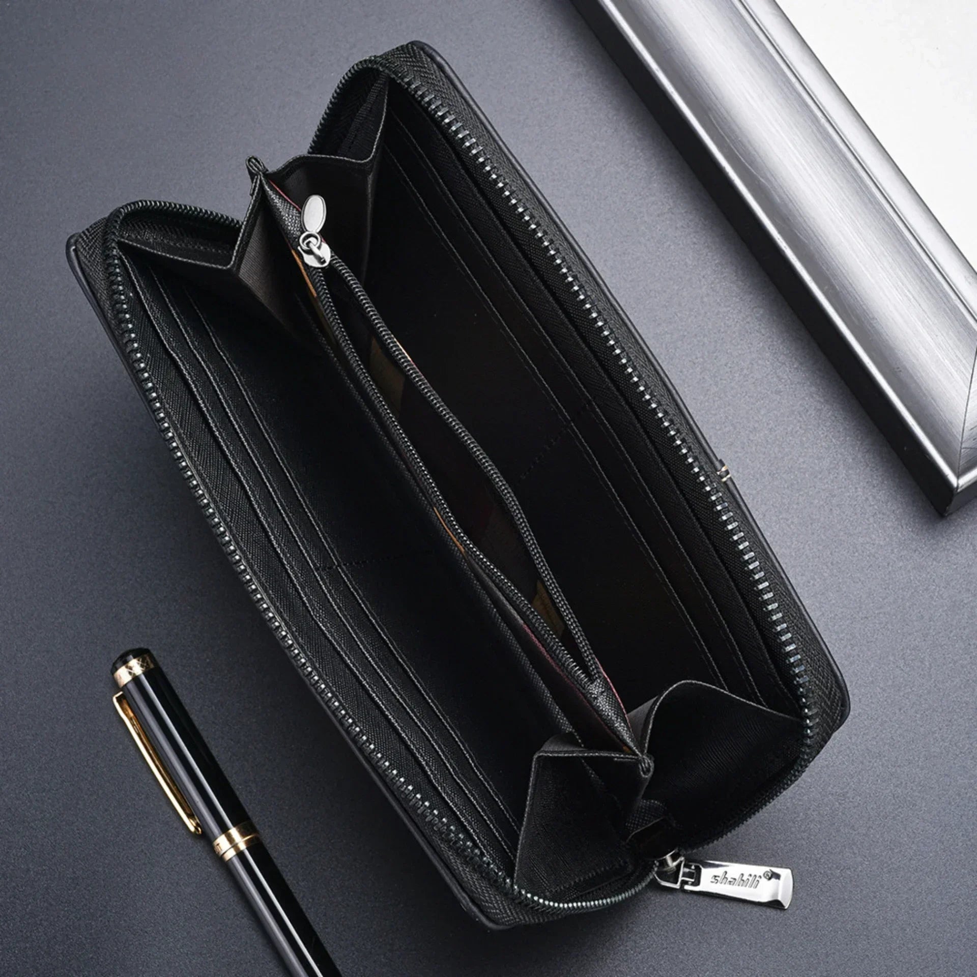 Men Leather Wallets Long Design Causal Purses Male Zipper Wallet Coin Card Holders Slim Money Bag High Capacity Credit Case