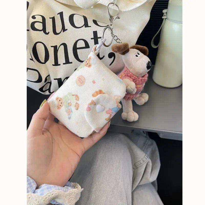 1 Piece Cute Cartoon Coin Purse Card Bag for Student Kawaii Animal Bear Wallet Card Bag Sweet Portable Mini Clutch Bag for Girl