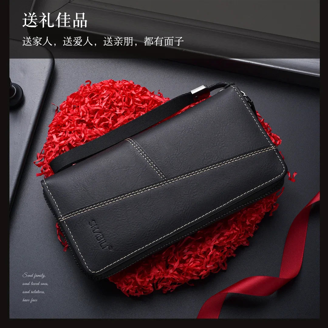 Men Leather Wallets Long Design Causal Purses Male Zipper Wallet Coin Card Holders Slim Money Bag High Capacity Credit Case