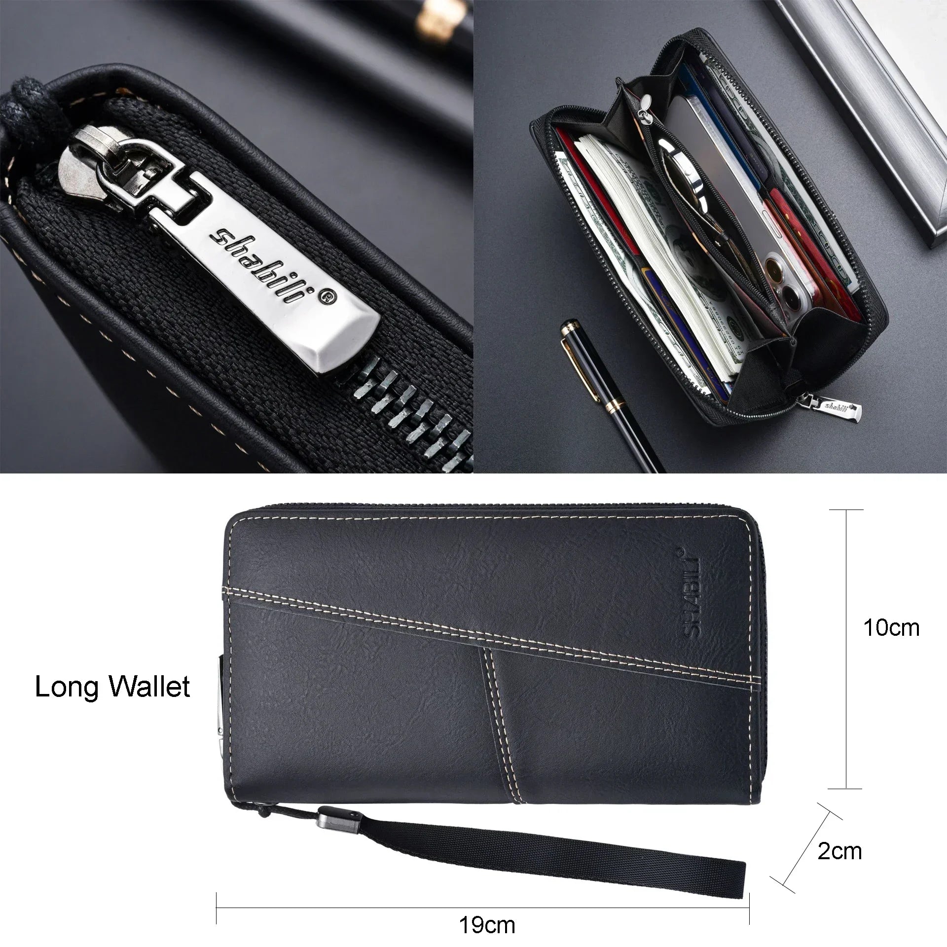 Men Leather Wallets Long Design Causal Purses Male Zipper Wallet Coin Card Holders Slim Money Bag High Capacity Credit Case