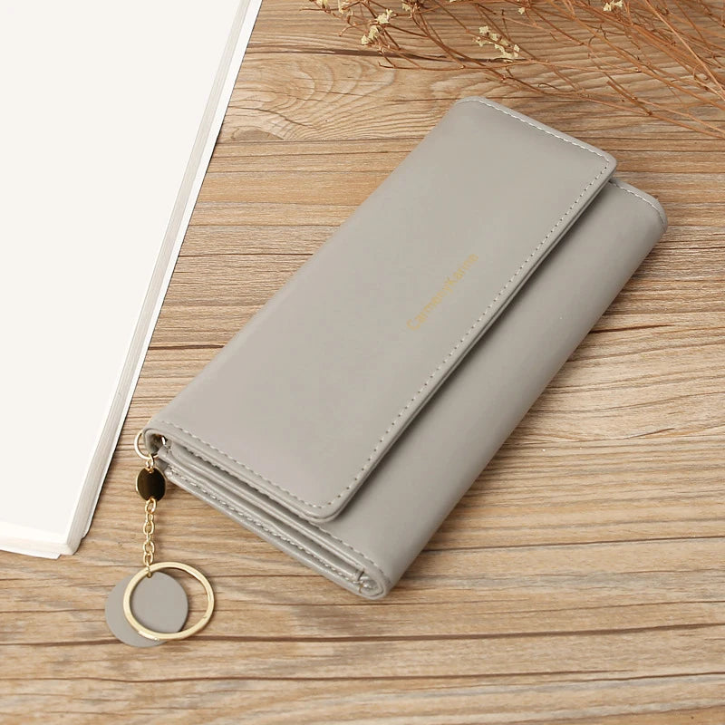 Fashion Women PU Leather Long Wallets Multi-functional Fold Purse Fresh Female Clutch Card Holder