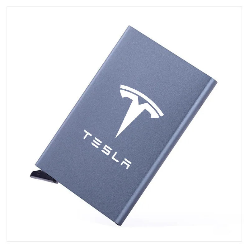 Porta carte di credito Rfid Porta carte di credito pop-up sottile e sottile in metallo per Tesla Model 3 Model S Model X Model Y Accessori auto