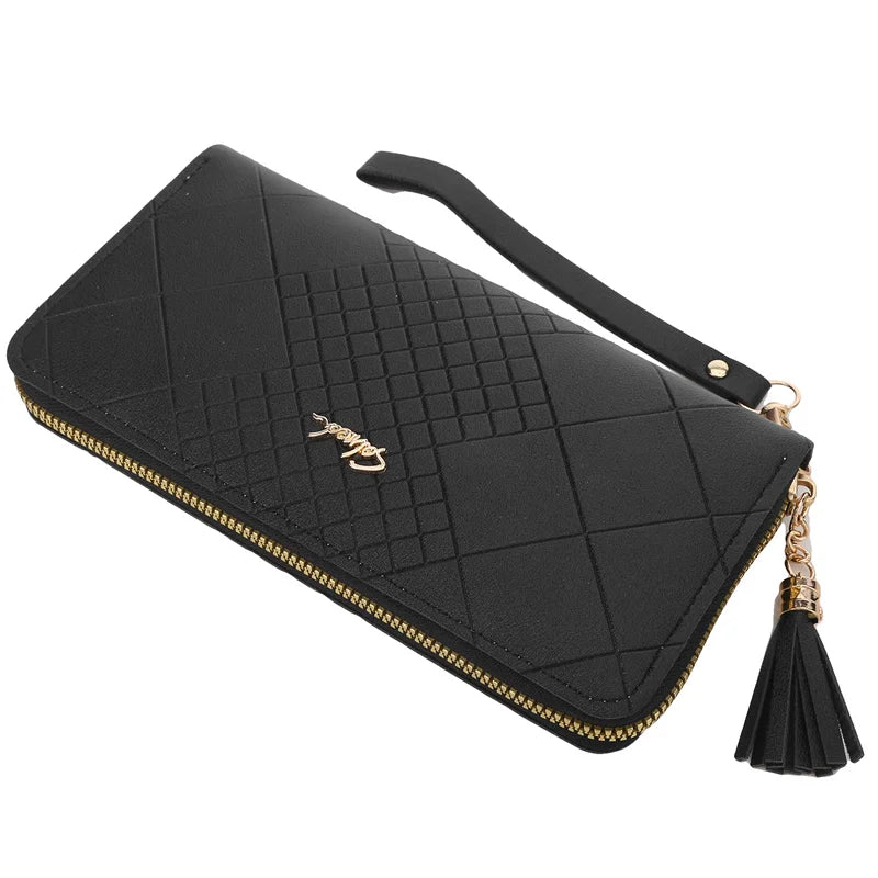 Zipper Money Coin Purse Women Card Holder Long PU Leather Clutch Wallet Large Capacity Lady Wristlet Phone HandBags Money Pocket