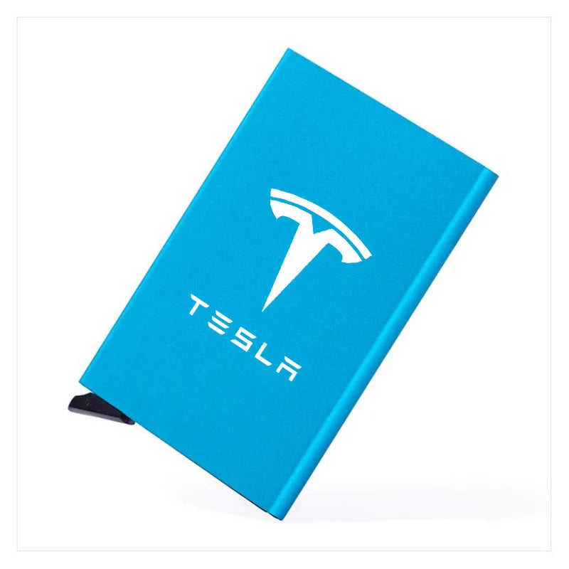 Porta carte di credito Rfid Porta carte di credito pop-up sottile e sottile in metallo per Tesla Model 3 Model S Model X Model Y Accessori auto