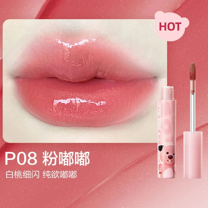 Pinkbear Mirror Lip Glaze Long Lasting Non-Stick Matte Liquid Lipstick Natural Nude Lip Makeup Beauty Maquillajes Para Mujer