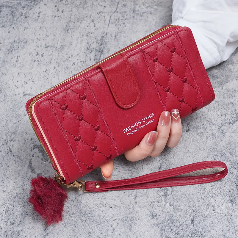 Portafogli da donna lunghi da donna 2024 nuovi semplici alla moda con cerniera singola grande capacità pochette portafoglio borsa per cellulare marea