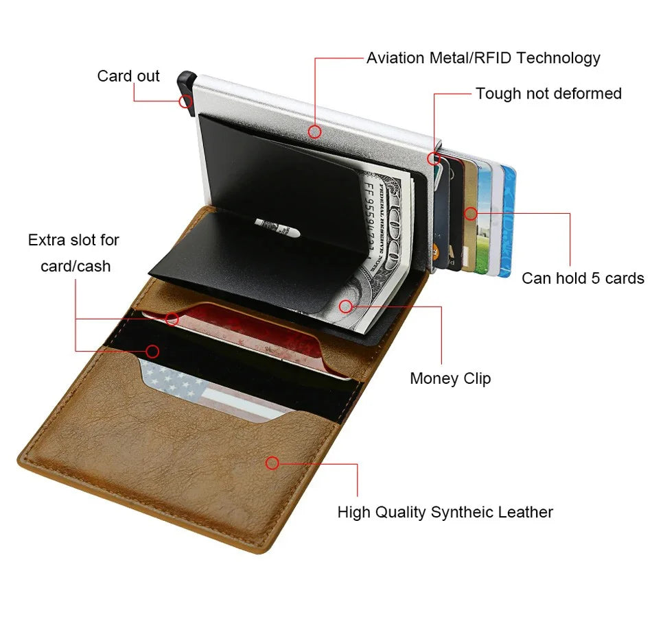 Porta carte di credito Rfid Portafogli da uomo Porta carte di credito Portafogli in pelle per Mitsubishi Outlander accessori per auto organizzatore per auto