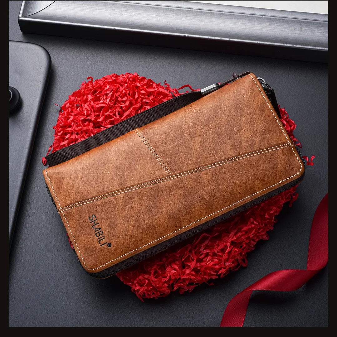 Men Leather Wallets Long Design Causal Purses Male Zipper Wallet Coin Card Holders Slim Money Bag High Capacity Credit Case