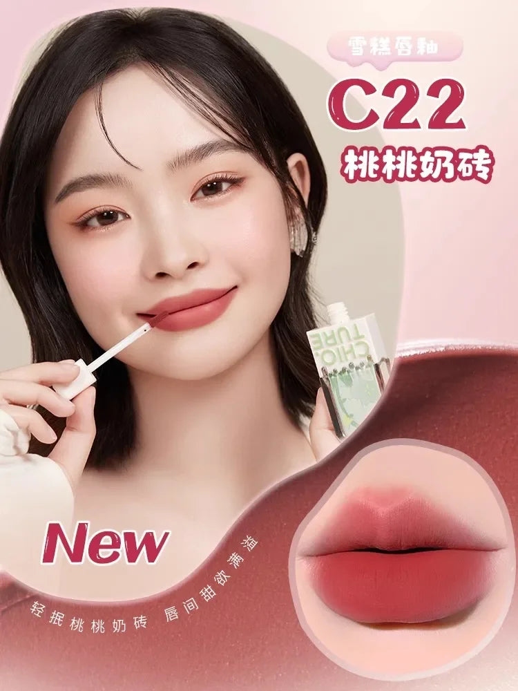 CHIOTURE Mini Ice Cream Lip Glaze Matte Lip Mud Waterproof Lip Mud Rossetto liquido No-Sticky Rare Beauty Cosmetics Trucco da donna