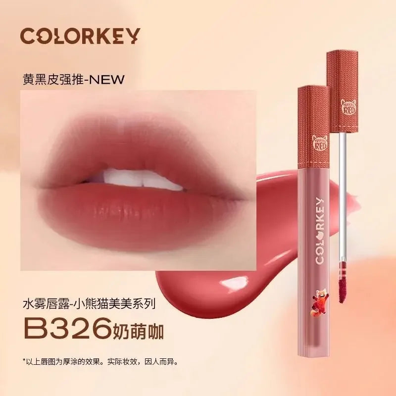 COLORKEY Cute Panda Film-forming Mirror Lipstick Long Lasting Non-Stick Velvet Matte Liquid Lipstick Beauty Lip Gloss Makeup