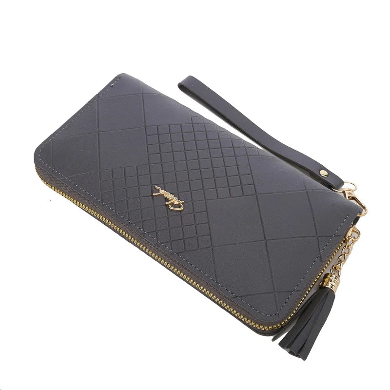 Zipper Money Coin Purse Women Card Holder Long PU Leather Clutch Wallet Large Capacity Lady Wristlet Phone HandBags Money Pocket