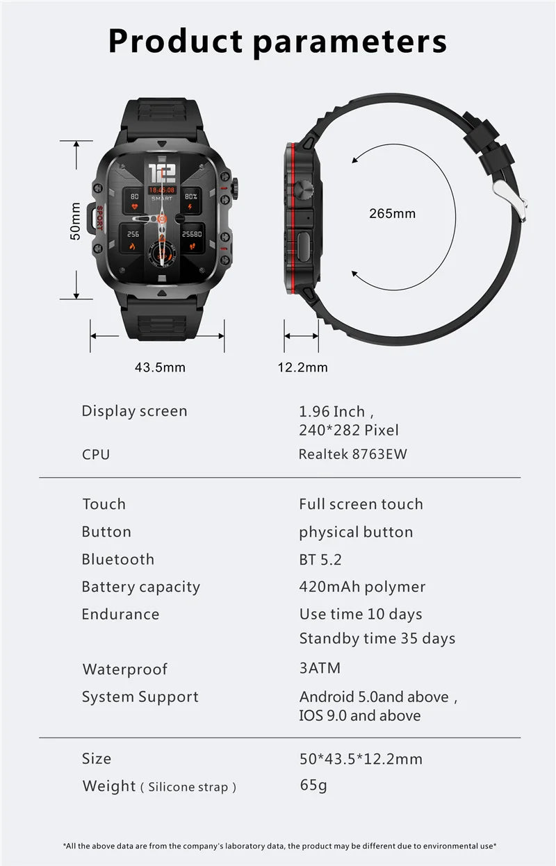 Smart Watch Sport Outdoor Chiamata Bluetooth Triplo codificatore di ossigeno nel sangue anti frequenza cardiaca 2025 SmartWatch impermeabile Android