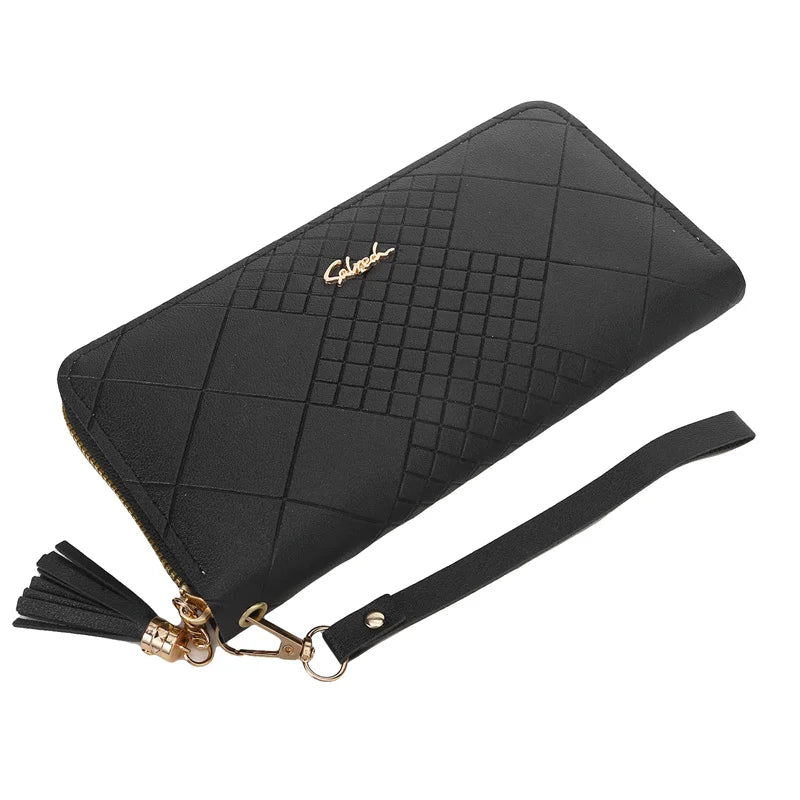 Zipper Money Coin Purse Women Card Holder Long PU Leather Clutch Wallet Large Capacity Lady Wristlet Phone HandBags Money Pocket