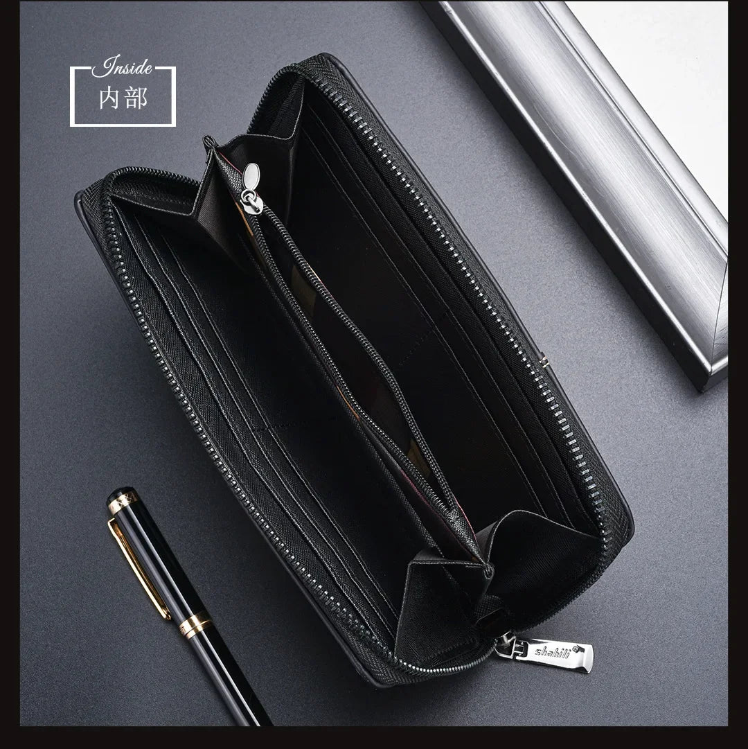 Men Leather Wallets Long Design Causal Purses Male Zipper Wallet Coin Card Holders Slim Money Bag High Capacity Credit Case