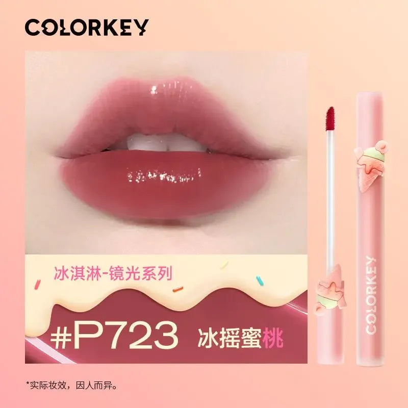 Colorkey Ice Cream Mirror Lip Glaze Rossetto liquido opaco antiaderente a lunga durata, lucidalabbra naturale, trucco per labbra, trucco