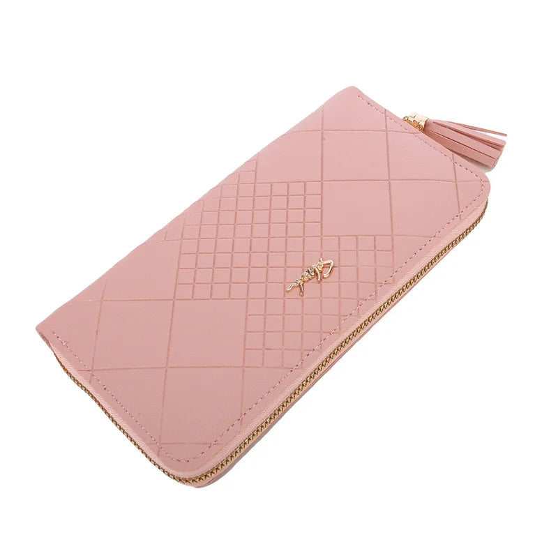 Zipper Money Coin Purse Women Card Holder Long PU Leather Clutch Wallet Large Capacity Lady Wristlet Phone HandBags Money Pocket