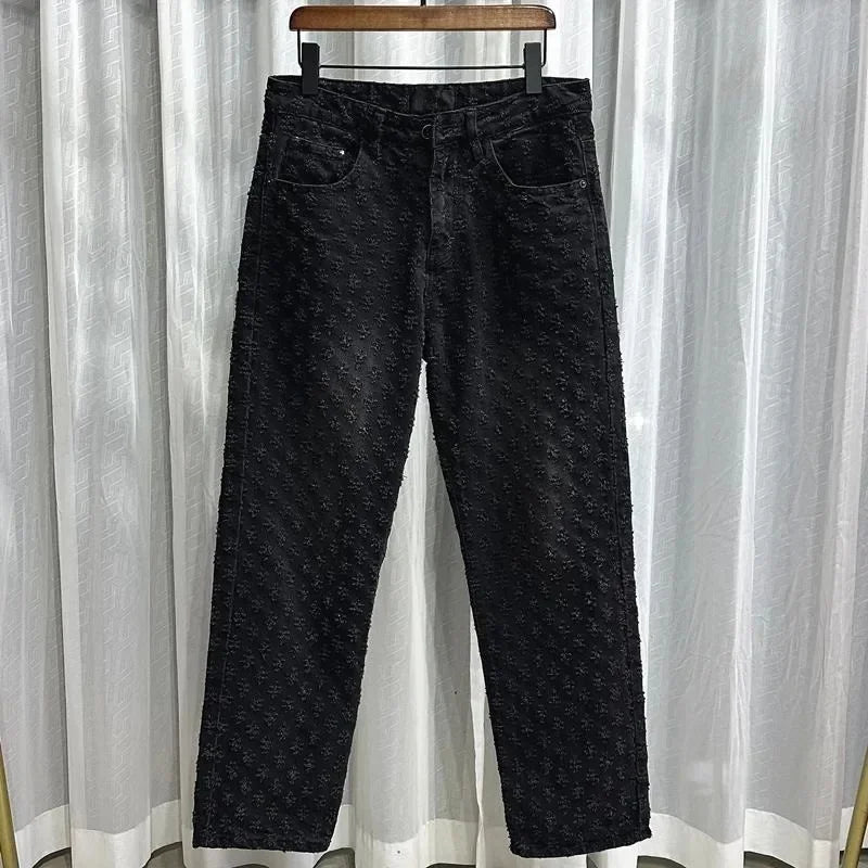 Jeans da strada in stile americano per uomo e donna, alla moda, primavera estate, nuovi, versatili, casual, larghi, a gamba dritta, lunghi P