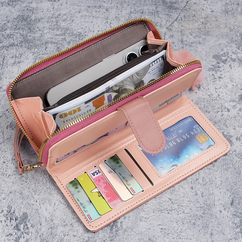 Women's wallets women's long 2024 new simple fashion single zipper large-capacity clutch bag wallet mobile phone bag tide